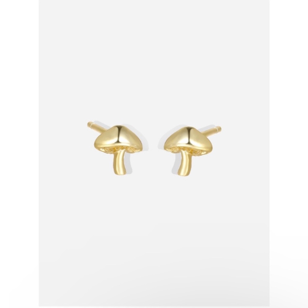 ✨HP✨ Gold Mushroom Dainty Minimalist Stud Post Earrings - Picture 4 of 5
